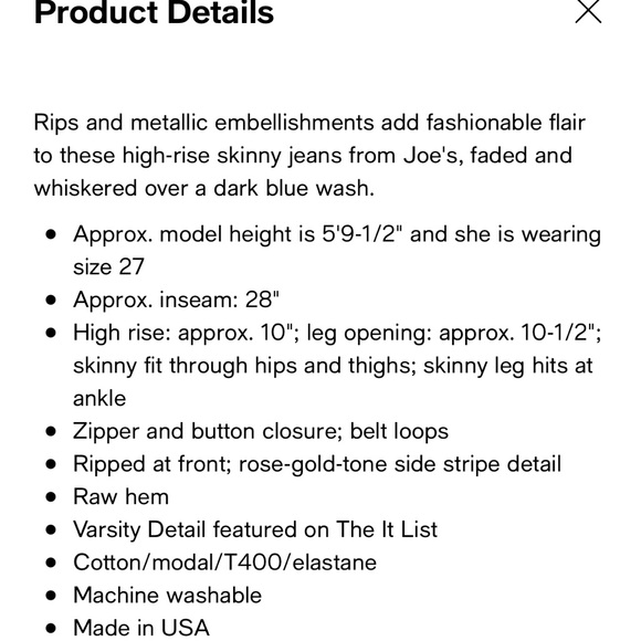 Joe’s Charlie Skinny Jean - Foil Stripe - Picture 14 of 14